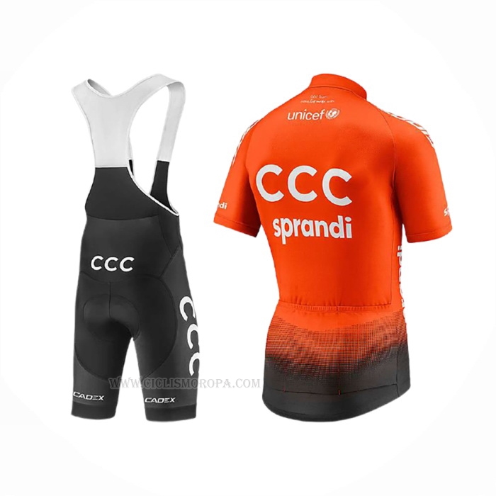 2020 Ropa Ciclismo CCC Team Naranja Negro Mangas Corta y Culotte Corto
